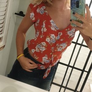 American eagle button up crop top